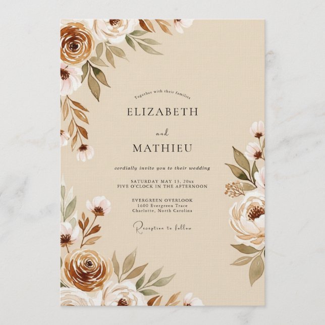 Sienna Ethereal Bloom Wedding Einladung (Vorderseite)