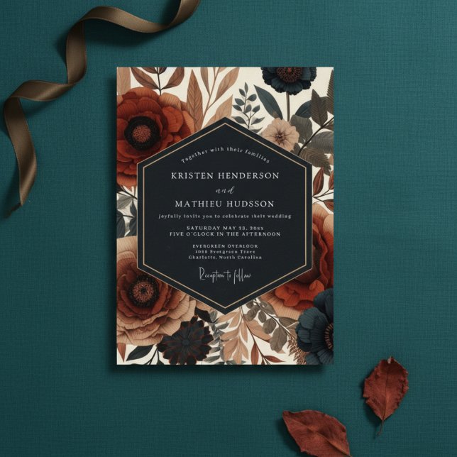 Sienna Floral Autumn Elegance Wedding Einladung (Von Creator hochgeladen)