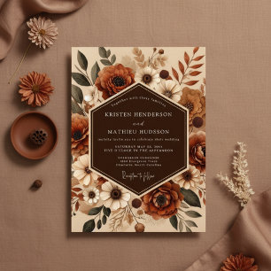Sienna Floral Herbstromanze Hochzeit Einladung
