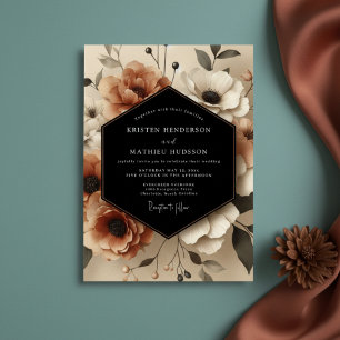 Sienna Florale Erdig Romantische Hochzeit Einladung