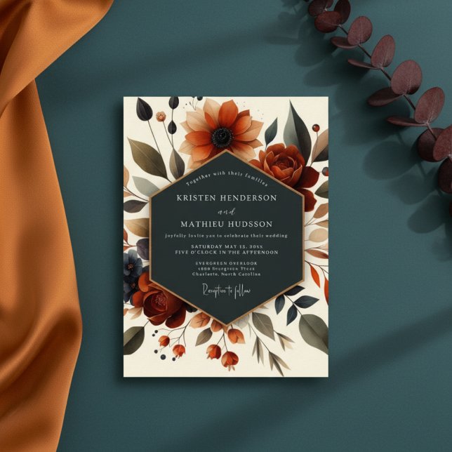 Sienna Herbstblüten-Hochzeit Einladung (Von Creator hochgeladen)