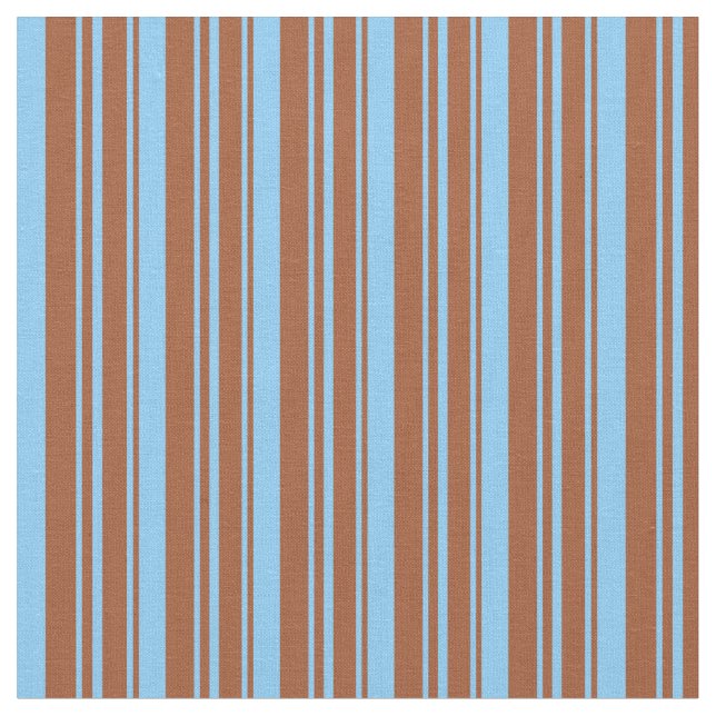 Sienna & Light Sky Blue Streifen/Linke Muster Stoff (Nahaufnahme)