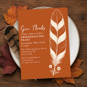 Sienna Minimalist Feder Thanksgiving Dinner Einladung