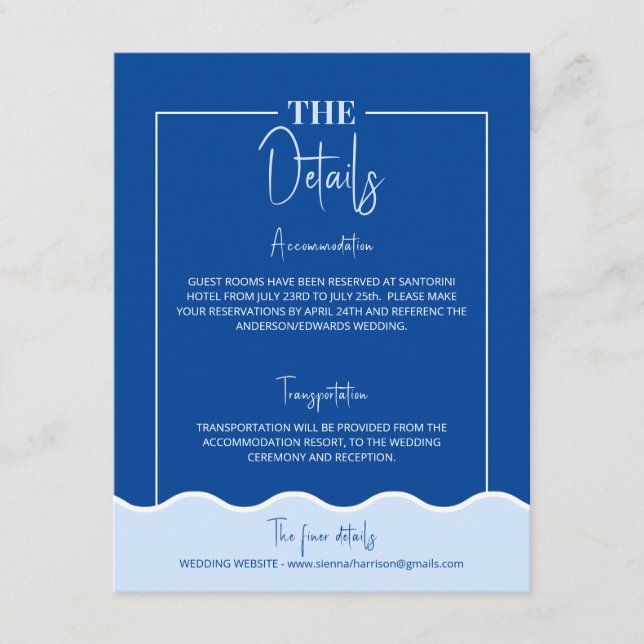 SIENNA Modern Blue Destination Details Karte (Vorderseite)