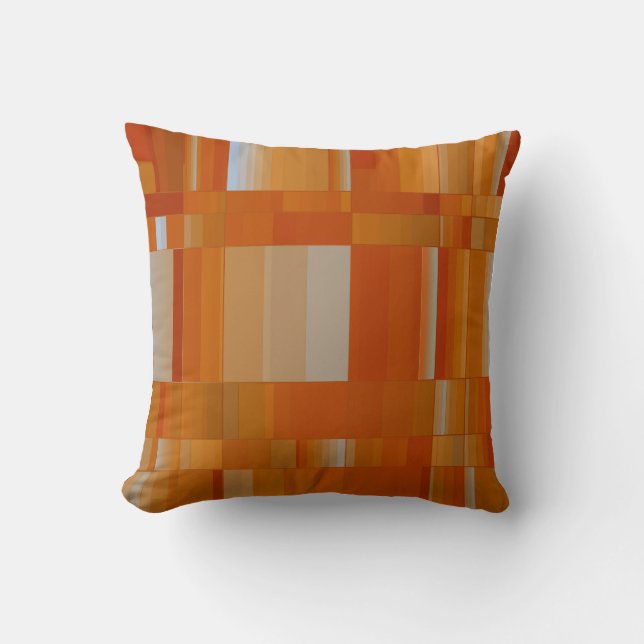 sienna orange-braune und graue Quadrate Kissen (Vorderseite)