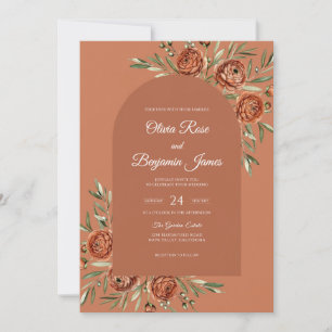 Sienna-Rost-Wildblumen-Hochzeit Einladung