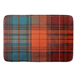 Sienna & Slate: Rustic Burnt Orange and Teal Plaid Badematte