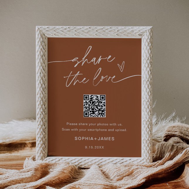 SIENNA Teilen Sie die Liebe Hochzeit Foto QR-Code Poster (Von Creator hochgeladen)