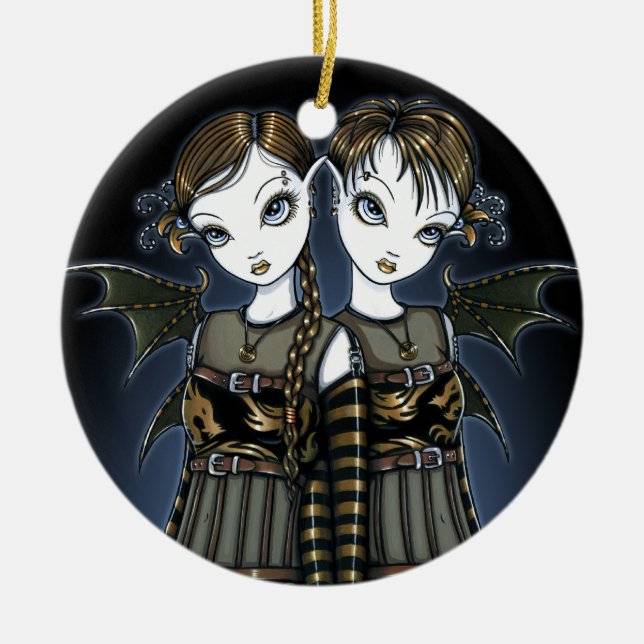 "Sienna-u. Celeste" Keramik Ornament (Vorne)