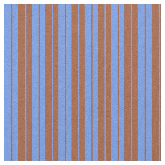 Sienna und Cornflower Blauer Streifen Stoff (Nahaufnahme)
