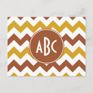 Sienna und Goldenrod Zigzag Monogram Postkarte