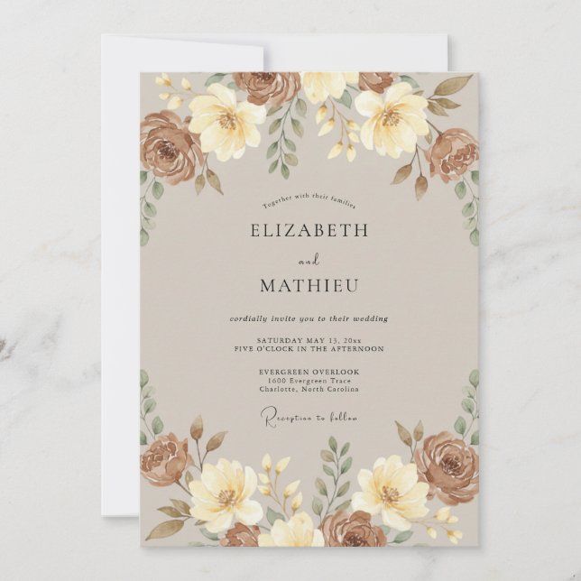Sienna Warme Boho-Hochzeit Einladung (Vorderseite)