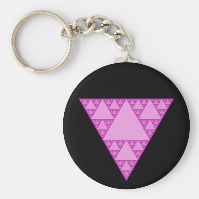 Sierpinski-Dreieck als rosa Dreieck LGBTQ+ Schlüsselanhänger (Vorne)