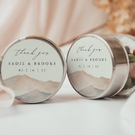 Sierra Dusk | Desert Mountain Wedding Thank You Runder Aufkleber