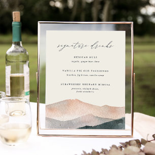 Sierra Dusk Mountain Hochzeit Signature Drink Schi Poster