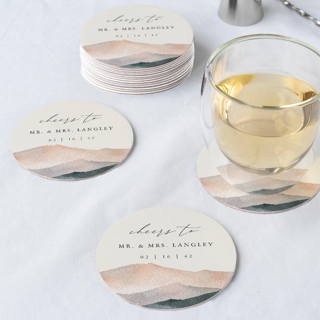 Sierra Dusk | Wüstenberg Sonnenuntergangssonne Runder Pappuntersetzer (Von Creator hochgeladen)