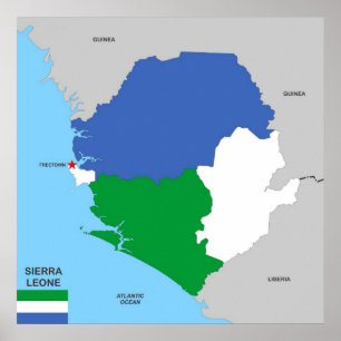 sierra leone country political map flagge poster
