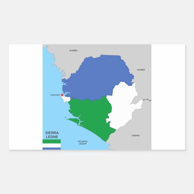 sierra leone country political map flagge rechteckiger aufkleber (Vorderseite)