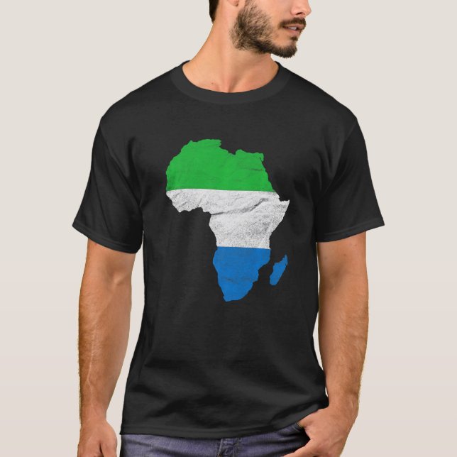 Sierra Leone Flag Afrika Kontinentale Silhouette S T-Shirt (Vorderseite)