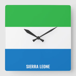 Sierra Leone Flag Dazzling Patriotic Quadratische Wanduhr