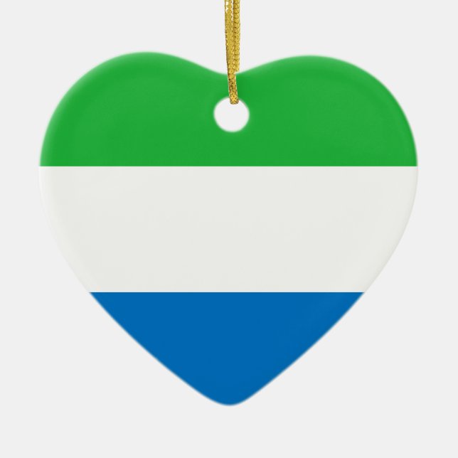 Sierra Leone Flag Herzverzierung Keramikornament (Vorne)