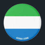 Sierra Leone Flagge Charming Patriotic Magnet<br><div class="desc">Sierra Leone Flag Charming Patriotic Magnet mit der Flagge Sierra Leones auf dem Magneten gezeigt. Der Name des Landes ist in das Design am unteren Rand des Bildes eingebunden. Der Text kann mit der Funktion "Anpassen!" vollständig angepasst werden. Dieses wunderschöne Sierra Leone Magnet ist das stilvolle Geschenk für jeden Anlass....</div>