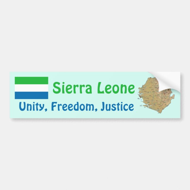 Sierra Leone Flagge + Karte Autoaufkleber (Vorne)