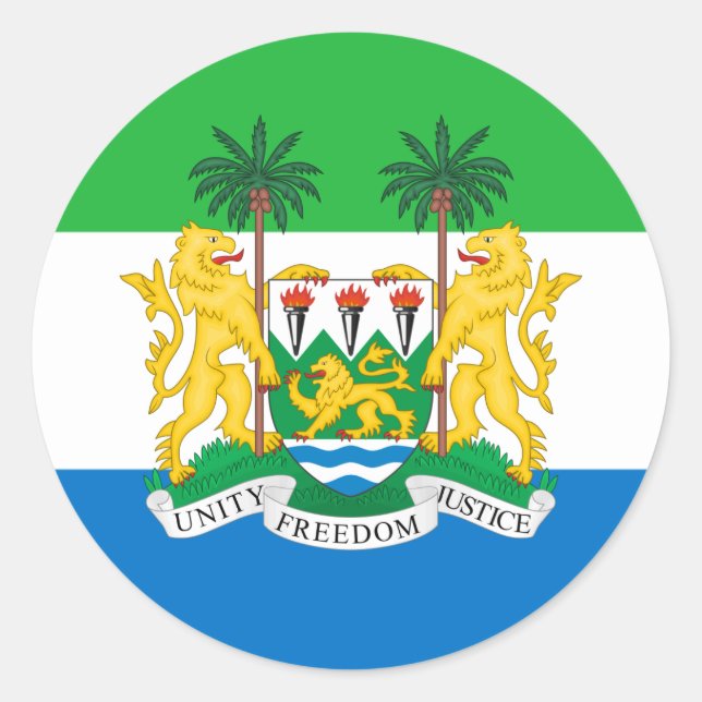 Sierra Leone - Flagge & Wappen Sierra Leones Runder Aufkleber (Vorderseite)