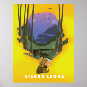 sierra leone illustrated map travel poster