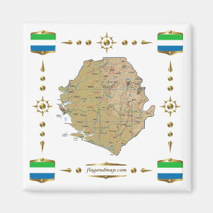 Sierra Leone Karte + Flaggen Magnet