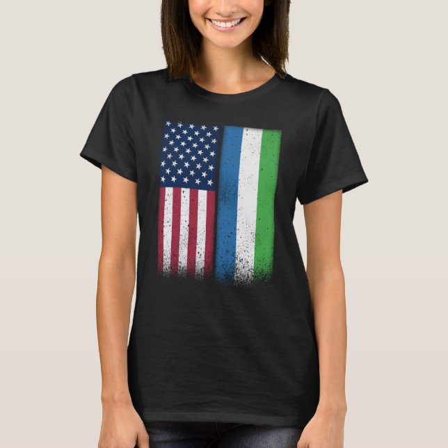 Sierra Leone Sierra Leonean American Flags Proud U T-Shirt (Vorderseite)
