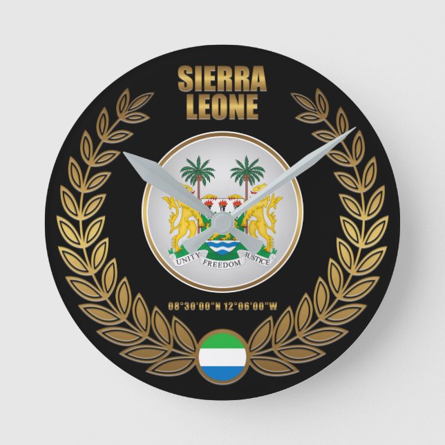 Sierra Leone-Wappendecke Runde Wanduhr (Vorderseite)