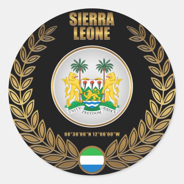Sierra Leone-Wappendecke Runder Aufkleber (Vorderseite)