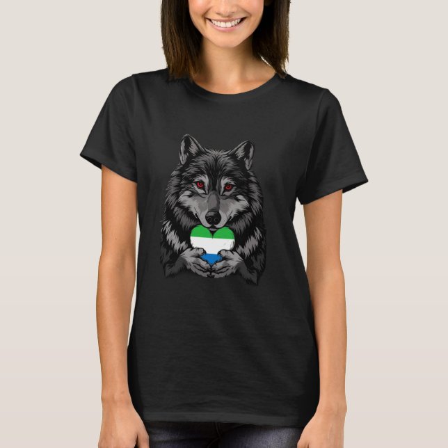 Sierra Leone Wolf Sierra Leone Flagge Sierra Leone T-Shirt (Vorderseite)