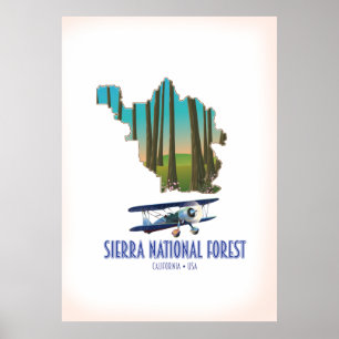 Sierra National Forest Kalifornien USA Karte Poster