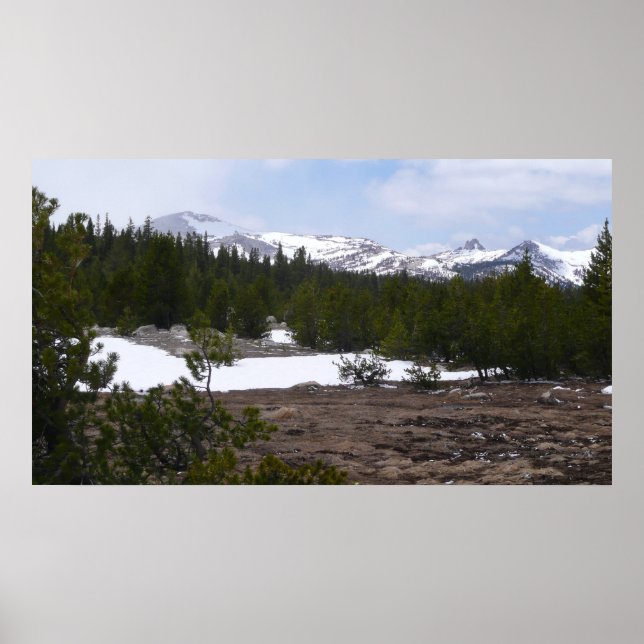 Sierra Nevada Berge und Schnee auf Yosemite Poster (Vorne)