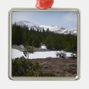 Sierra Nevada Berge und Schnee auf Yosemite Silbernes Ornament
