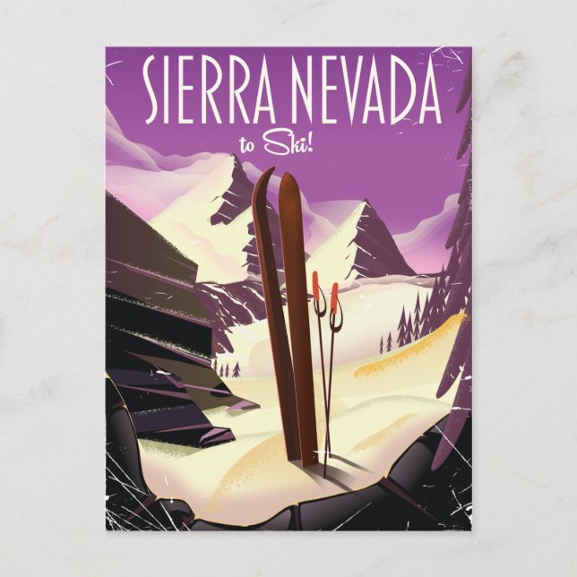 Sierra Nevada Vintages Skiposter Postkarte (Vorderseite)