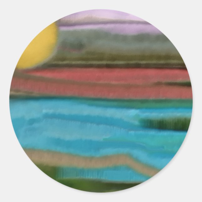 Sierra Sunrise Abstrakte Kunst Runder Aufkleber (Vorderseite)