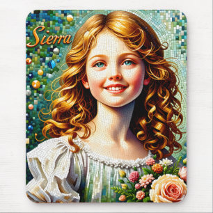 SIERRA ~ Süßes Vintage-Mädchen Blumen ~ Mauspad
