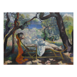 Siesta (Dame schläft in einem mediterranen Garten) Poster