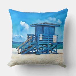 Siesta Key Beach Blue Lifeguard Tower Pillow Kissen