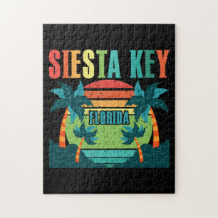 Siesta Key Beach Florida FL Vintag Vaporwave Puzzle