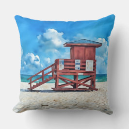 Siesta Key Beach Red LifeGuard Tower Pillow Kissen