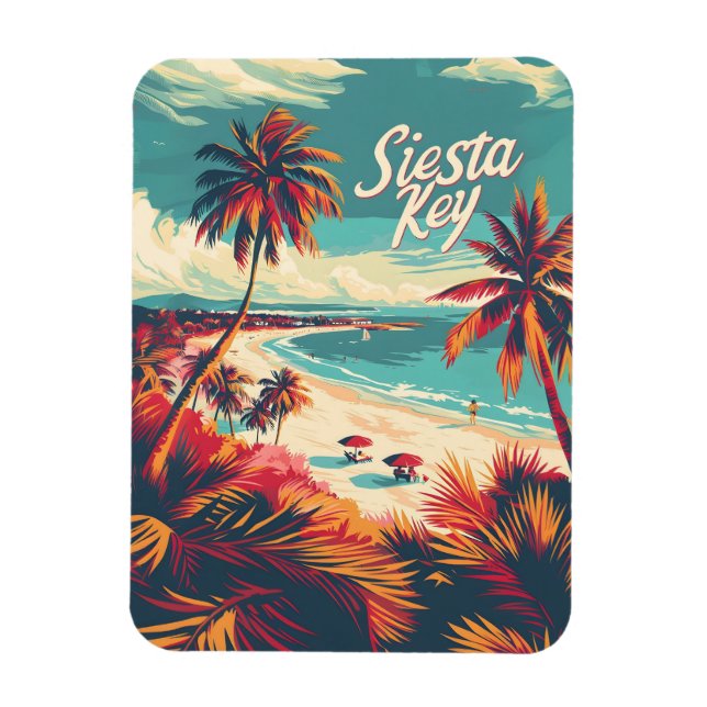 Siesta Key Beach Vintage Magnet (Vertikal)