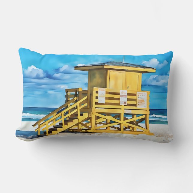 Siesta Key Beach Yello LifeGuard Tower Pillow Lendenkissen (Vorderseite)