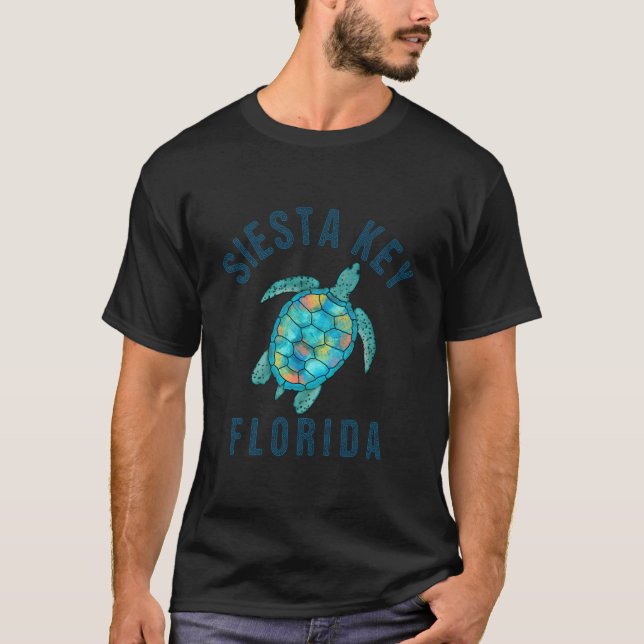 Siesta Key Fl Beach Sea Turtle Illustration T-Shirt (Vorderseite)