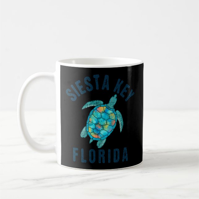 Siesta Key Fl Beach Turtle Illustration Kaffeetasse (Links)