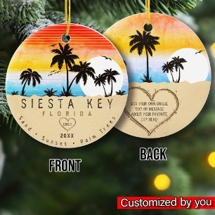 Siesta Key Florida Beach Retro Sunset Souvenir 60e Keramik Ornament