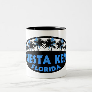 Siesta Key Florida blaue schwarze Palmen Zweifarbige Tasse